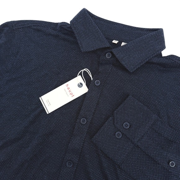 Haupt Other - Haupt Shirt Mens M Navy Blue Modern Tailored Fit Textured Casual Long Sleeve NEW